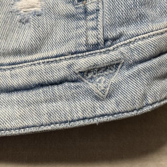 Guess Womens Sleeveless Denim Jean Jacket Vest XS Light Wash Distressed Retro - Picture 6 of 11